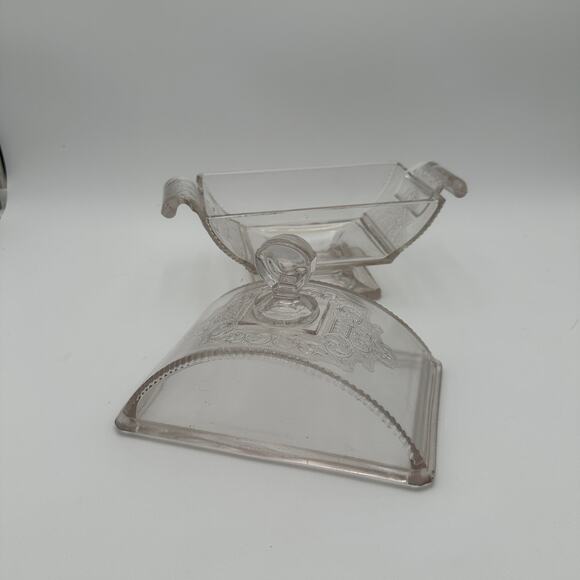 Antique PINK Jersey Lily Footed Compote with Lid 1883 by Riverside - Picture 3 of 9